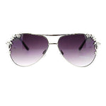 Womens Metal Flower Foliage Trim Tear Drop Designer Fashion Aviator Sunglasses