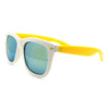 Retro 2 Tone Color Oversize Horn Rim Sunglasses with Mirror Color Lens