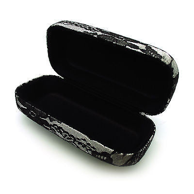 Oversized Diva Womens Lace Cover Hard Large Metal Clam Shell Box Sunglasses Case