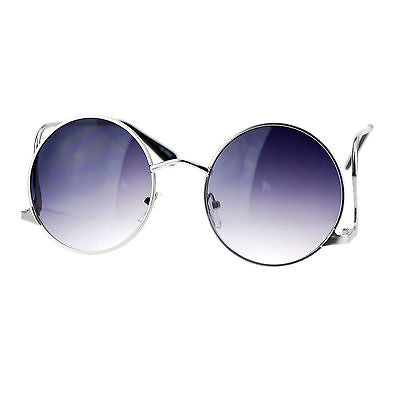 SA106 Womens Swan Drop Temple Retro Circle Round Lens Runway Sunglasses