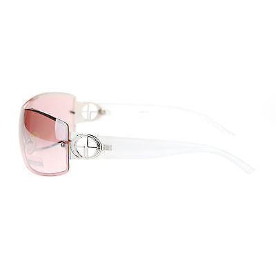 Womens Rimless Designer Fashion Shield Gradient Lens Diva Oversize Sunglasses