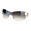 Womens Coy Metal Jewel Designer Fashion Shield Warp Diva Sunglasses