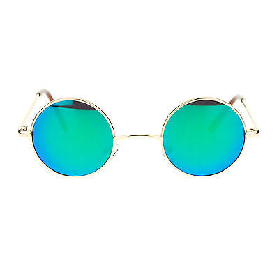 Retro Round Hippie Sunglasses With Bright Color Lenses - UV400 Protection, Metal Frame