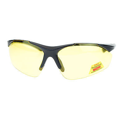 Mens Polarized Yellow Night Driving Lens Sport Baseball Half Rim Sunglasses