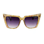 Womens Wall Paper Ditsy Flower Print Retro Oversize Cat Eye Sunglasses