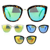 SA106 Womens Color Mirror Reflective Lens Oversize Cat Eye Sunglasses