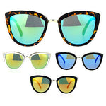 SA106 Womens Color Mirror Reflective Lens Oversize Cat Eye Sunglasses