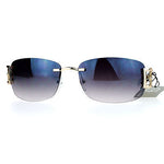 SA106 Womens Gradient Luxury Rimless Art Deco Metal Chain Designer Sunglasses