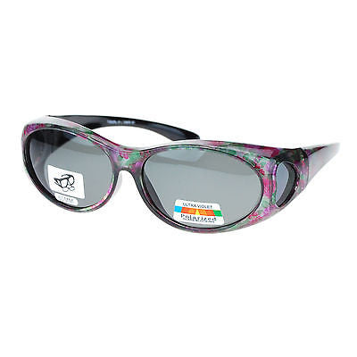 Womens Floral Print Antiglare Polarized No Glare 60mm Fitover Sunglasses