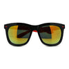 Retro 2 Tone Color Oversize Horn Rim Sunglasses with Mirror Color Lens