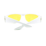 Mens Night Vision Yellow Lens Classic Thick Biker Warp Around Plastic Sunglasses