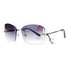 SA106 Womens Rimless Butterfly Vent Trim Rectangular Fashion Sunglasses