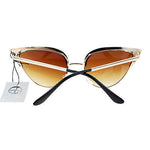 Womens Gothic Retro Full Metal Half Rim 2 Tone Cat Eye Sunglasses