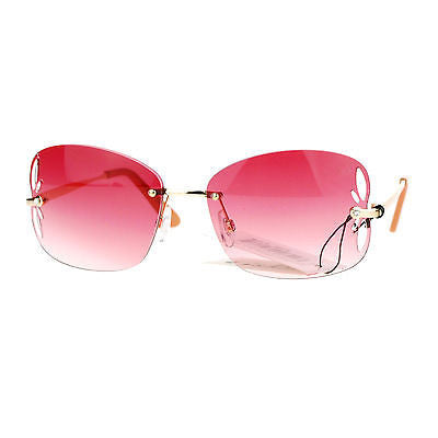 SA106 Womens Rimless Butterfly Vent Trim Rectangular Fashion Sunglasses