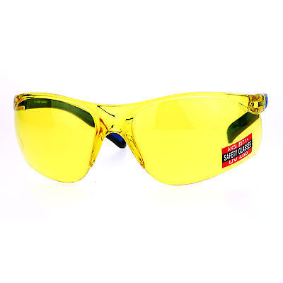 SA106 Mens Yellow HD Lens ANSI Z87.1+ Protection Half Rim Warp Safety Glasses