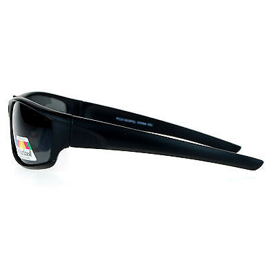Anti Glare Polarized Lens Mens Classic Rectangular Warp Around Sports Sunglasses