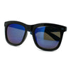 Retro 2 Tone Color Oversize Horn Rim Sunglasses with Mirror Color Lens