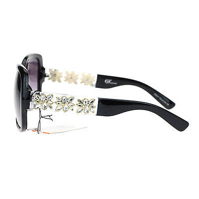 Womens Luxury Rhinestone Floral Jewelry Arm Thick Plastic Butterfly Sunglasses