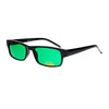 Mens New Small Face Snug Fit Color Lens Rectangular Plastic Frame Sunglasses