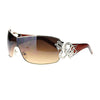 Womens Coy Metal Jewel Designer Fashion Shield Warp Diva Sunglasses