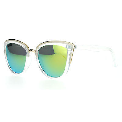 SA106 Womens Color Mirror Reflective Lens Oversize Cat Eye Sunglasses