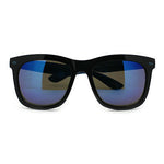 Retro 2 Tone Color Oversize Horn Rim Sunglasses with Mirror Color Lens