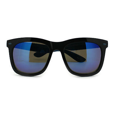 Retro 2 Tone Color Oversize Horn Rim Sunglasses with Mirror Color Lens