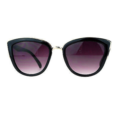 Womens Fashion Metal Bridge Trim Oversized Cat Eye Sunglasses