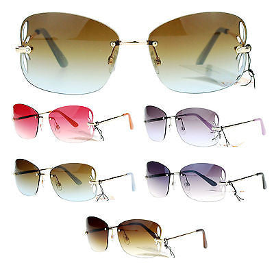 SA106 Womens Rimless Butterfly Vent Trim Rectangular Fashion Sunglasses