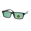 Mens Tempered Glass Lens Classic Narrow Rectangular Plastic Frame Sunglasses