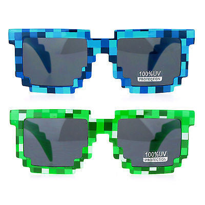 SA106 Color Pixelated 8 Bit Retro Video Game Horn Rim Pixel Sunglasses