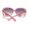 Womens Luxury Rhinestone Floral Jewelry Arm Thick Plastic Butterfly Sunglasses