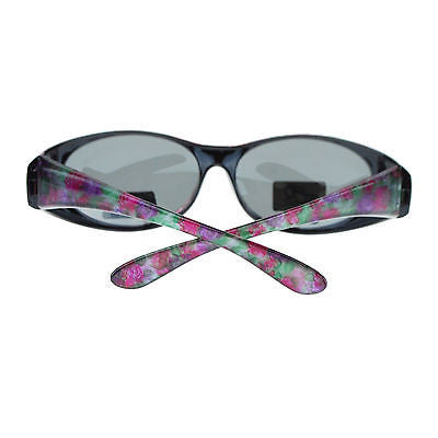 Womens Floral Print Antiglare Polarized No Glare 60mm Fitover Sunglasses