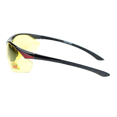 Mens Polarized Yellow Night Driving Lens Sport Baseball Half Rim Sunglasses