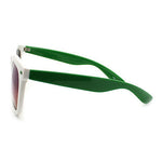 Retro 2 Tone Color Oversize Horn Rim Sunglasses with Mirror Color Lens