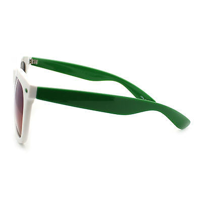 Retro 2 Tone Color Oversize Horn Rim Sunglasses with Mirror Color Lens