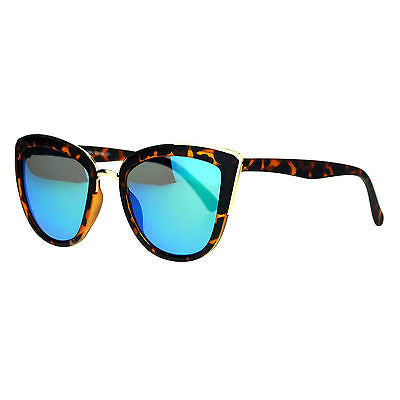 SA106 Womens Color Mirror Reflective Lens Oversize Cat Eye Sunglasses