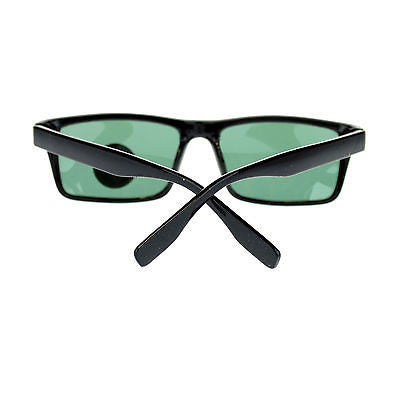 Mens Tempered Glass Lens Classic Narrow Rectangular Plastic Frame Sunglasses