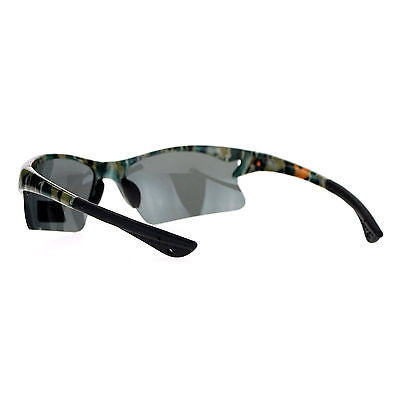 SA106 Mens Hunters Baseball Half Rim Camouflage Print Camo Sunglasses