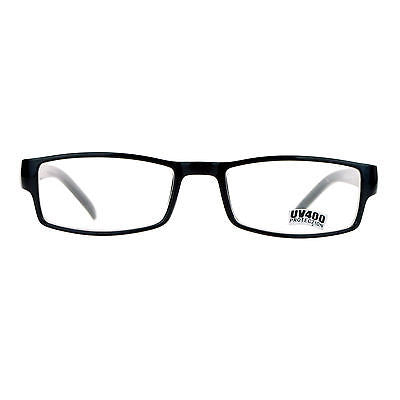 SA106 Black Narrow Rectangular Spring Hinge Plastic Clear Lens Eye Glasses