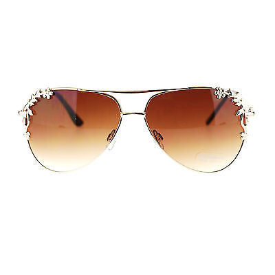 Womens Metal Flower Foliage Trim Tear Drop Designer Fashion Aviator Sunglasses