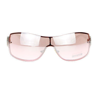 Womens Rimless Designer Fashion Shield Gradient Lens Diva Oversize Sunglasses