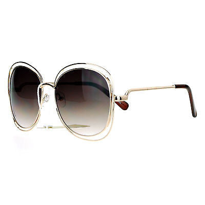 SA106 Double Scribble Rectangular Designer Fashion Metal Butterfly Sunglasses