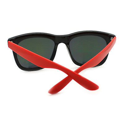 Retro 2 Tone Color Oversize Horn Rim Sunglasses with Mirror Color Lens