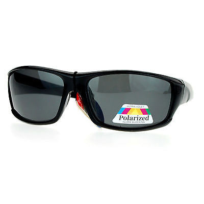 Anti Glare Polarized Lens Mens Classic Rectangular Warp Around Sports Sunglasses