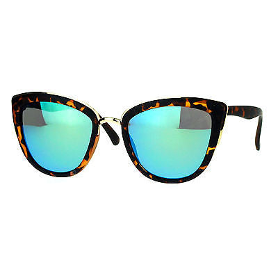 SA106 Womens Color Mirror Reflective Lens Oversize Cat Eye Sunglasses