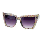 Womens Wall Paper Ditsy Flower Print Retro Oversize Cat Eye Sunglasses