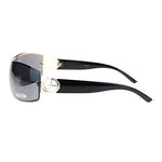 Womens Rimless Designer Fashion Shield Gradient Lens Diva Oversize Sunglasses