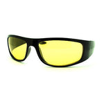 Mens Night Vision Yellow Lens Classic Thick Biker Warp Around Plastic Sunglasses