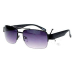 Mens Luxury Half Rim Rectangular Designer Fashion Sunglasses